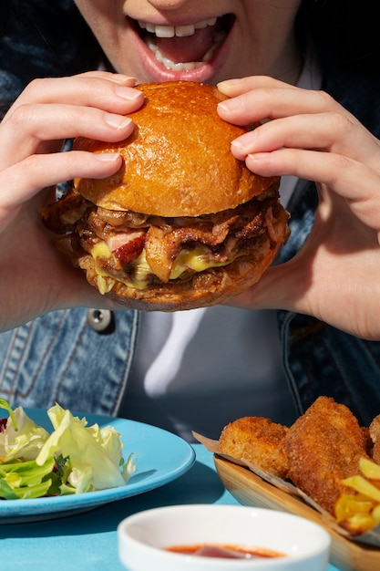 Primer plano de una deliciosa comida rápida