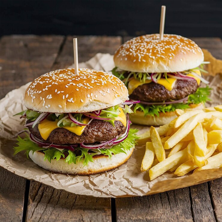 Primer plano de una deliciosa imagen de mini hamburguesas con ingredientes frescos