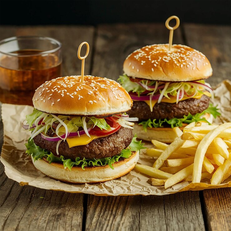 Primer plano de una deliciosa imagen de mini hamburguesas con ingredientes frescos