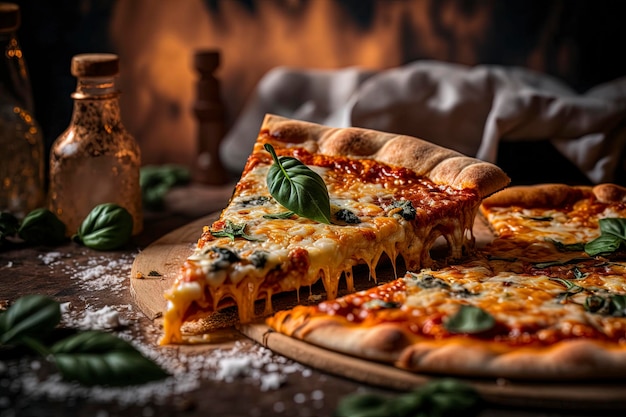 primer plano de deliciosa pizza fresca en la mesa