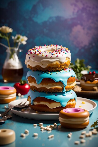 Primer plano de deliciosas donas