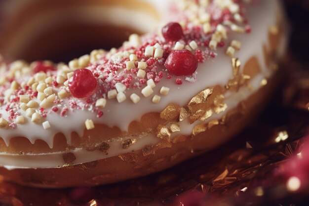 Foto un primer plano de los deliciosos detalles de una sola rosquilla