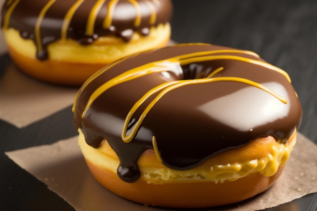 Primer plano de deliciosos donuts de crema de Boston IA generativa