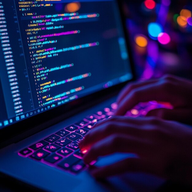 Un primer plano de un desarrollador codificando una PWA usando HTML CSS y JavaScript