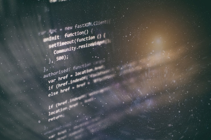 Foto primer plano de desarrollo de tecnologías de programación y codificación. desarrollador que trabaja en códigos de sitios web en la oficina.