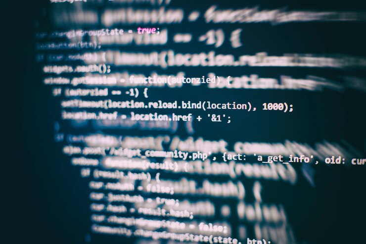 Foto primer plano de desarrollo de tecnologías de programación y codificación. desarrollador que trabaja en códigos de sitios web en la oficina.