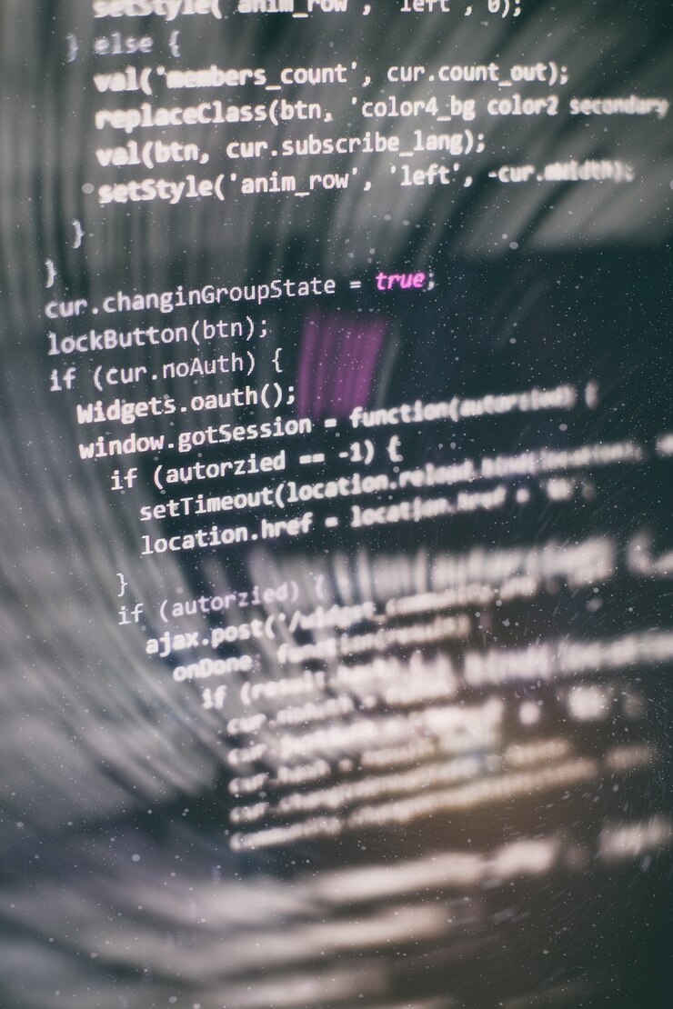 Foto primer plano de desarrollo de tecnologías de programación y codificación. desarrollador que trabaja en códigos de sitios web en la oficina.