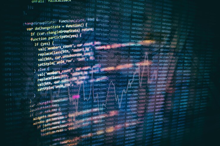 Foto primer plano de desarrollo de tecnologías de programación y codificación. desarrollador que trabaja en códigos de sitios web en la oficina.