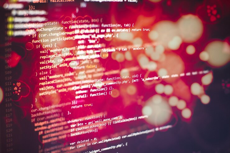 Foto primer plano de desarrollo de tecnologías de programación y codificación. desarrollador que trabaja en códigos de sitios web en la oficina.