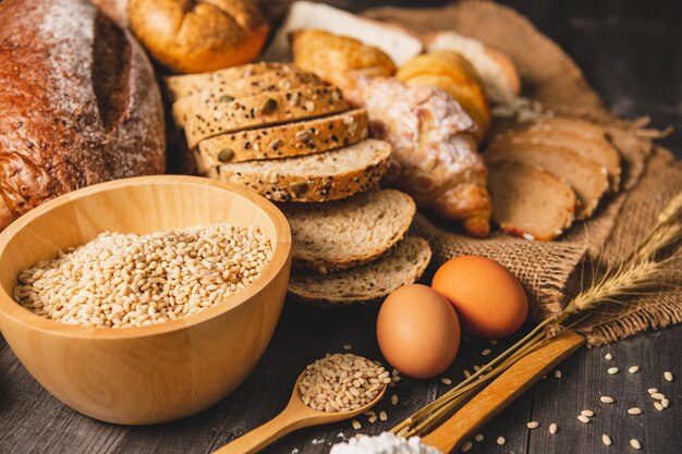 Foto primer plano del desayuno en la mesa