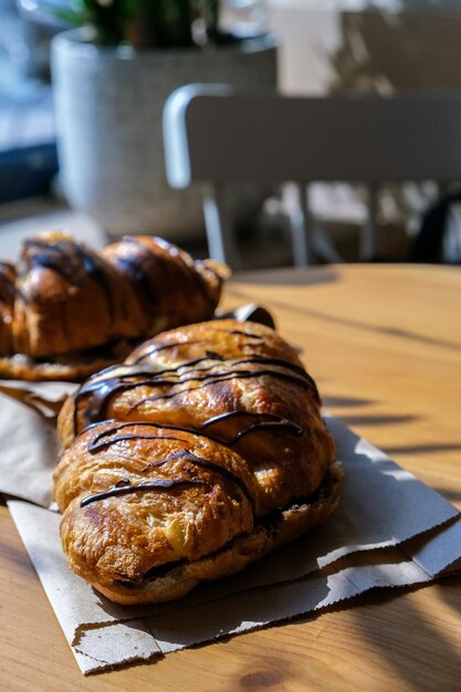 Foto primer plano del desayuno en la mesa