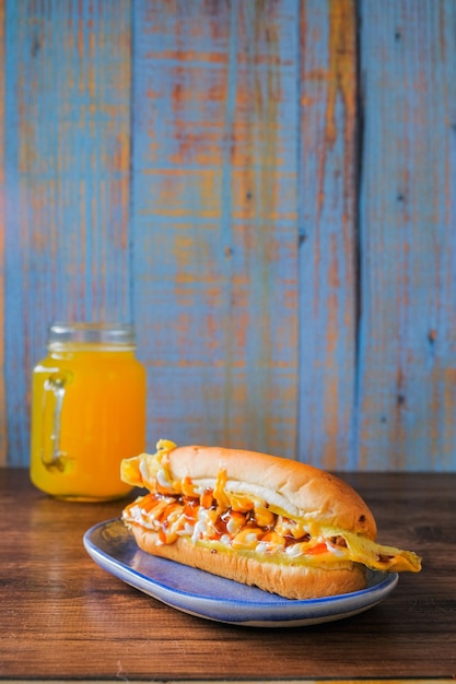 Foto primer plano del desayuno en la mesa