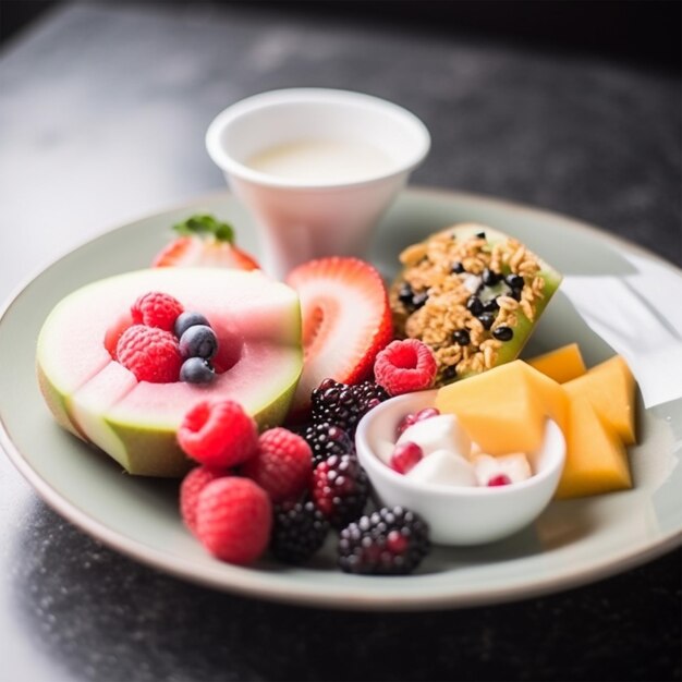 Primer plano de un desayuno saludable