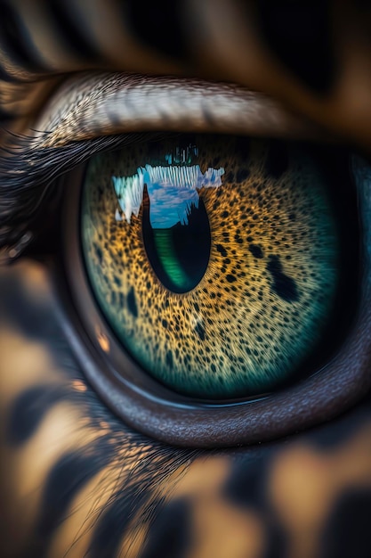 Primer plano detallado de la fotografía macro del ojo de leopardo