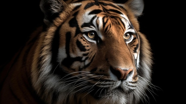 Primer plano detalle retrato de tigre Hermoso rostro retrato de tigre Abrigo de piel a rayas