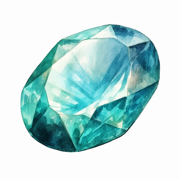 un primer plano de un diamante azul en un fondo blanco