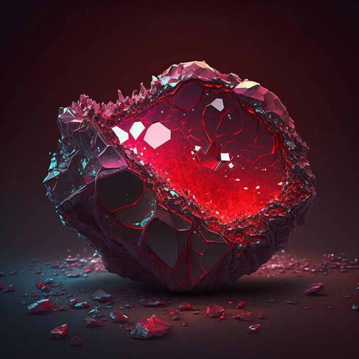 Foto un primer plano de un diamante rojo con un agujero en él ai generativo