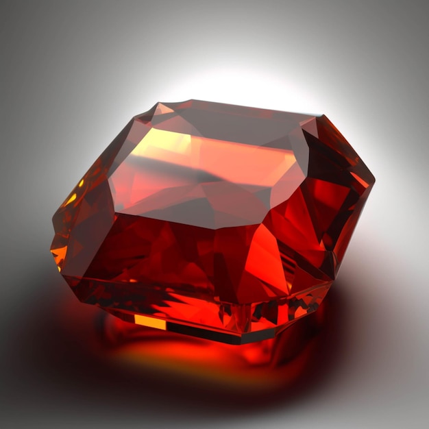 Un primer plano de un diamante rojo sobre una superficie blanca generativa ai