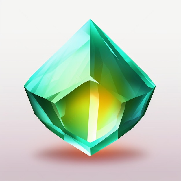 Un primer plano de un diamante verde con una luz que brilla a través de él ai generativo