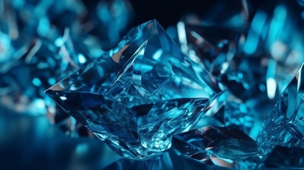 Un primer plano de diamantes azules