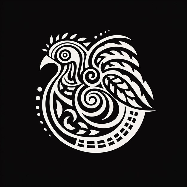 un primer plano de un dibujo en blanco y negro de un pájaro ai generativo