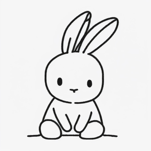 un primer plano de un dibujo de un conejo sentado en el suelo generativo ai