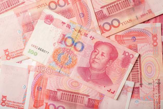 Primer plano de dinero de China