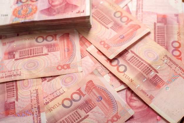 Primer plano de dinero de China