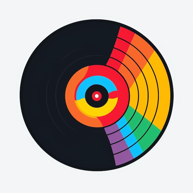 Foto un primer plano de un disco con un disco de color arco iris generativo ai