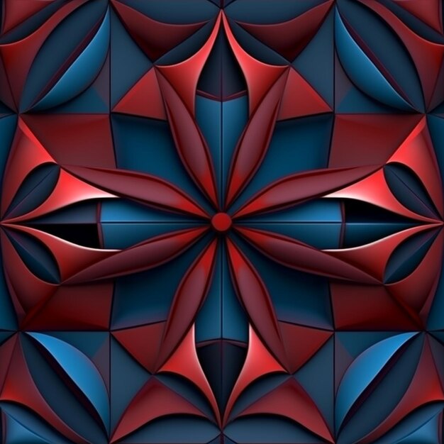 Un primer plano de un diseño abstracto rojo y azul ai generativo