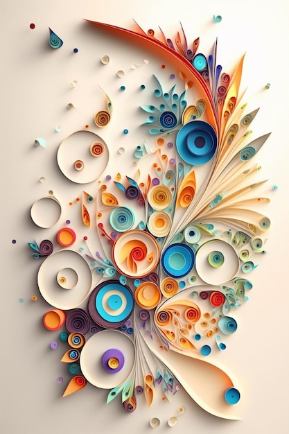 Un primer plano de un diseño de arte en papel con círculos coloridos ai generativo