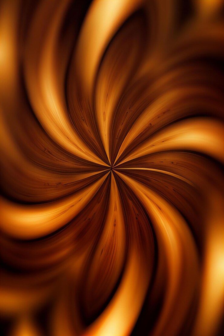 un primer plano de un diseño en espiral marrón y naranja