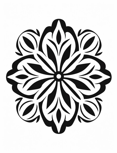 Foto un primer plano de un diseño de flores en blanco y negro en un fondo blanco