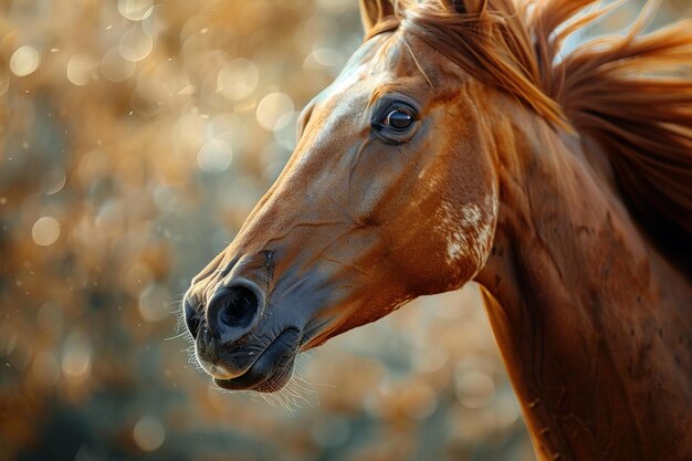 Un primer plano dramático de un caballo árabe que se enciende sin generativo ai