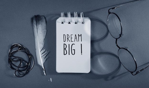 Primer plano de Dream Big Word, Idea de concepto de negocio