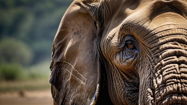 El primer plano de un elefante anciano con una mirada intensa y sabia