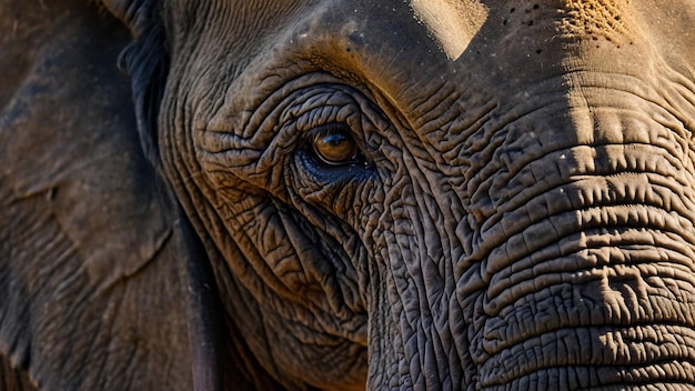 El primer plano de un elefante anciano con una mirada intensa y sabia