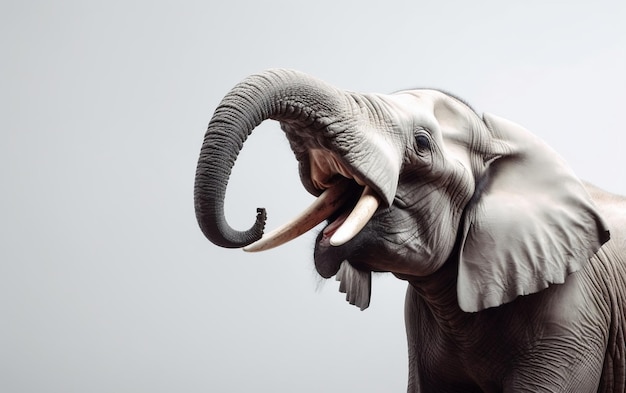 Un primer plano de un elefante con la boca abierta