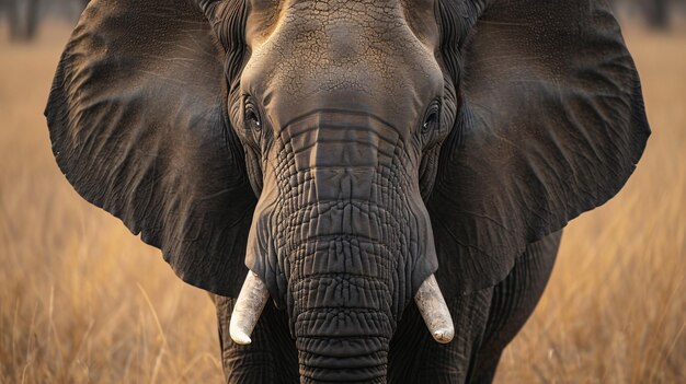 Foto un primer plano de un elefante en un campo