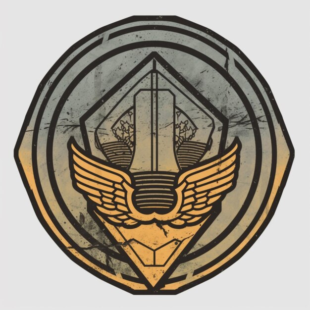 un primer plano de un emblema circular con un diseño alado ai generativo