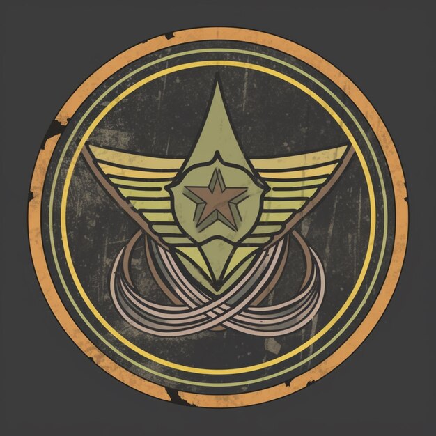 un primer plano de un emblema circular con una estrella ai generativa
