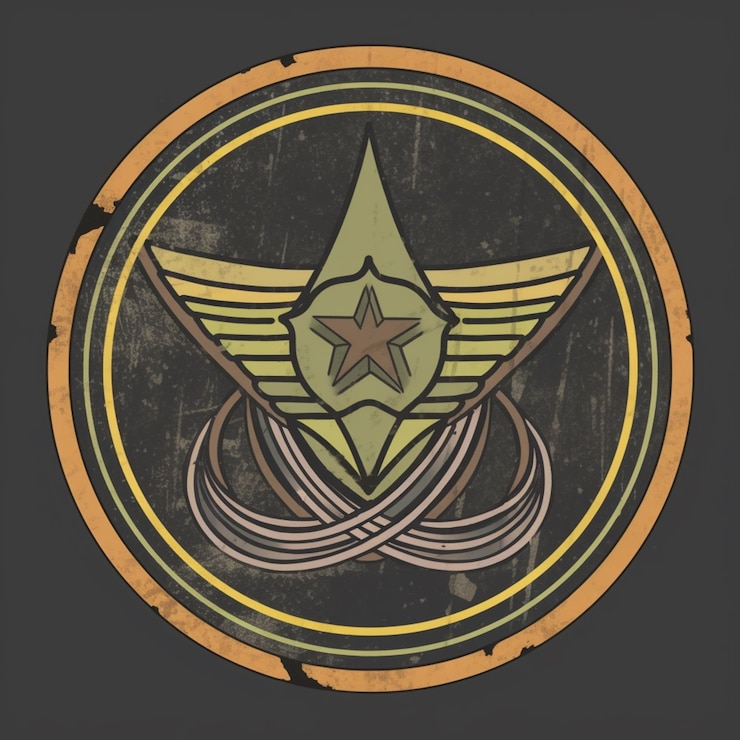 Foto un primer plano de un emblema circular con una estrella ai generativa