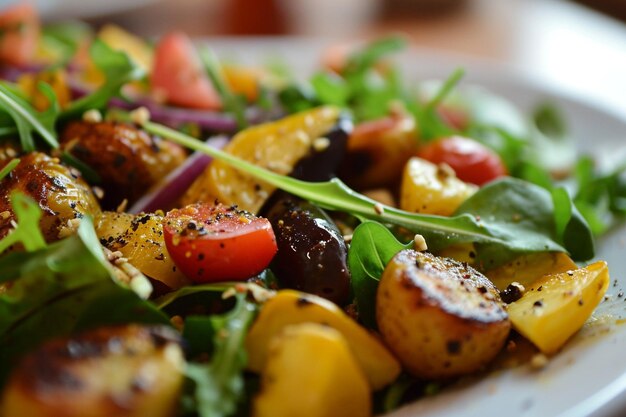 Foto en primer plano ensalada de comida enlatada para la cena