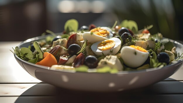 Primer plano de una ensaladera saludable Alimentación y salud IA generativa