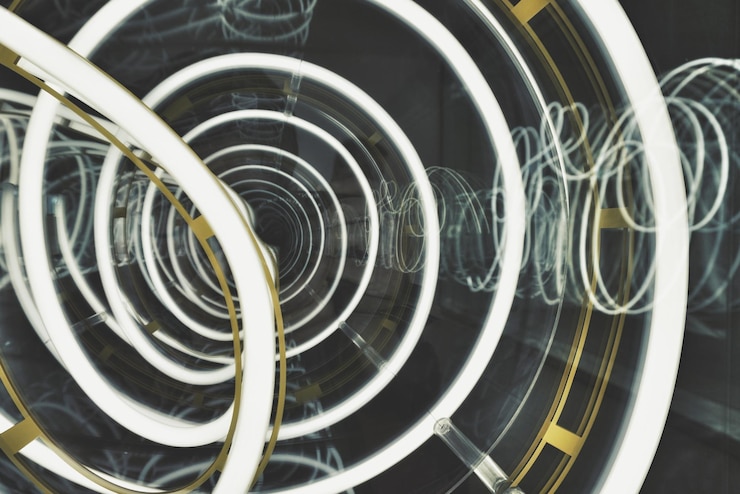 Foto primer plano, de, escalera de caracol