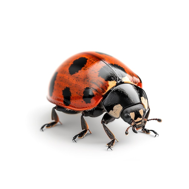Un primer plano de un escarabajo en un fondo blanco IA generativa