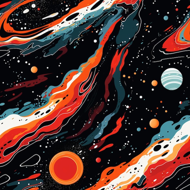 Un primer plano de una escena espacial con planetas y estrellas ai generativa