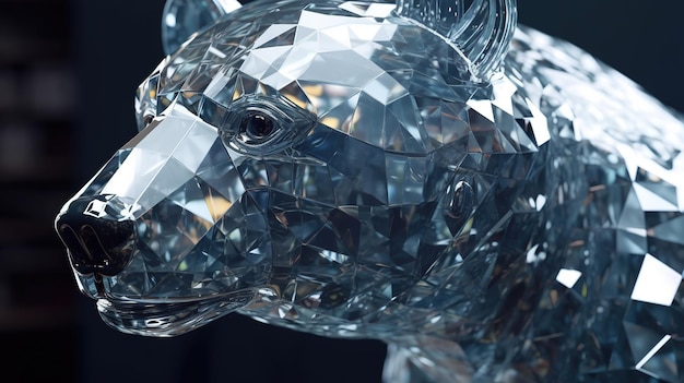 Un primer plano de una escultura de diamantes de un pájaro