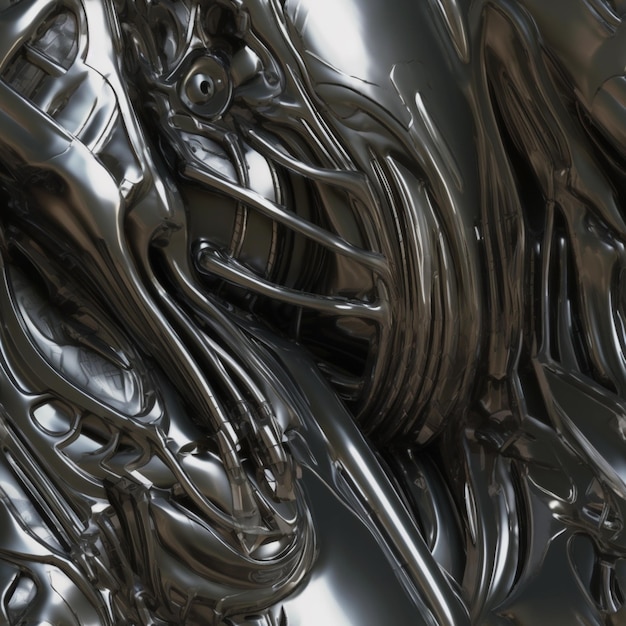 Un primer plano de una escultura de metal con las palabras 'metal'