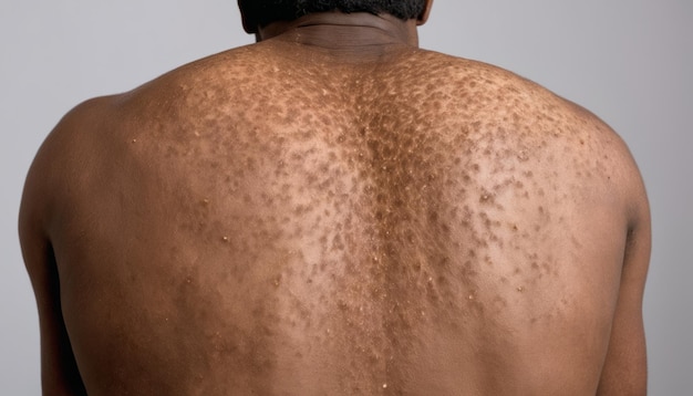 Primer plano de la espalda de una persona con un patrón de piel texturizada